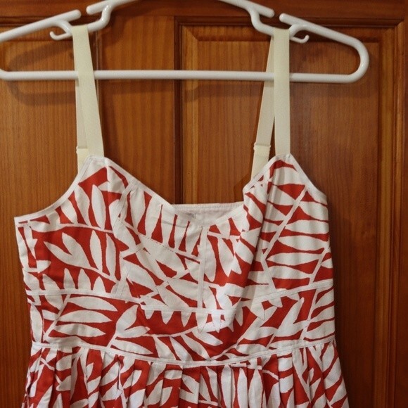 Talbots Collection Red White Floral A-Line Dress Classic Cotton Work Office 12 - Picture 7 of 11